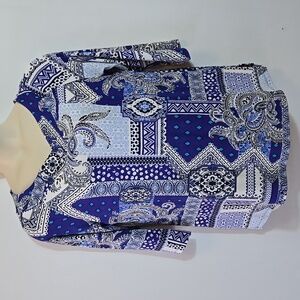Chico's Travelers Paisley Tunic Top Size 2 Large 12 /14 Travel No Iron Packable‎